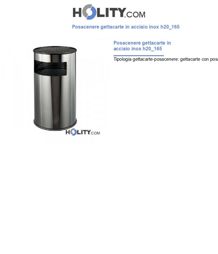 Posacenere gettacarte in acciaio inox h20_165