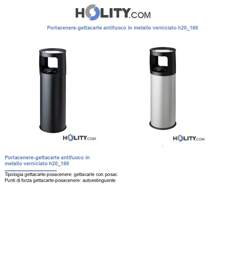 Portacenere-gettacarte antifuoco in metallo verniciato h20_166