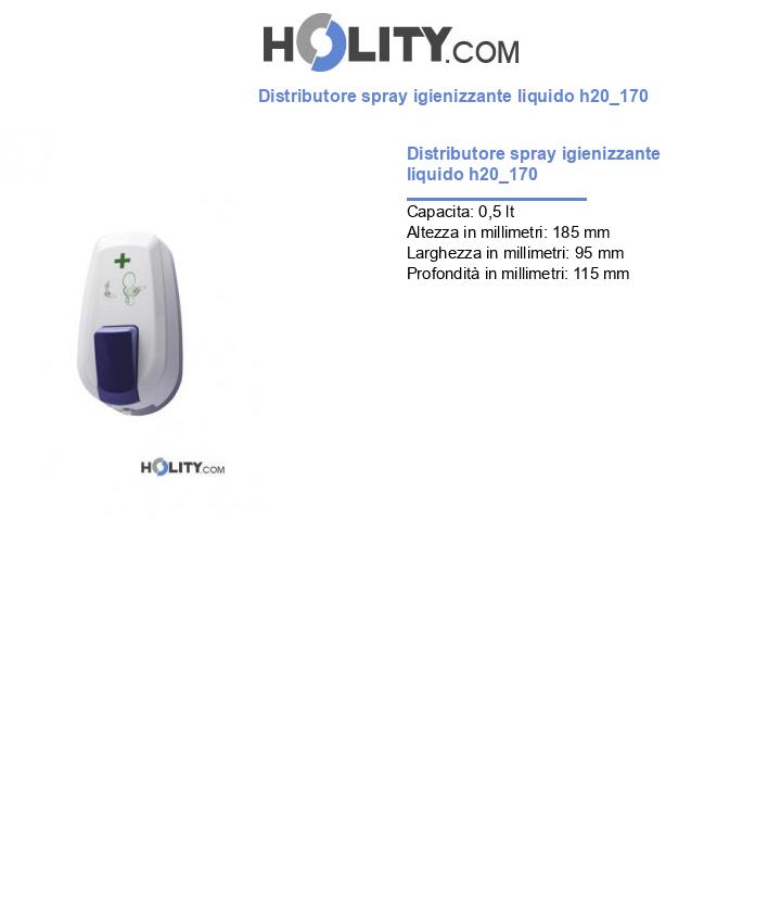 Distributore spray igienizzante liquido h20_170