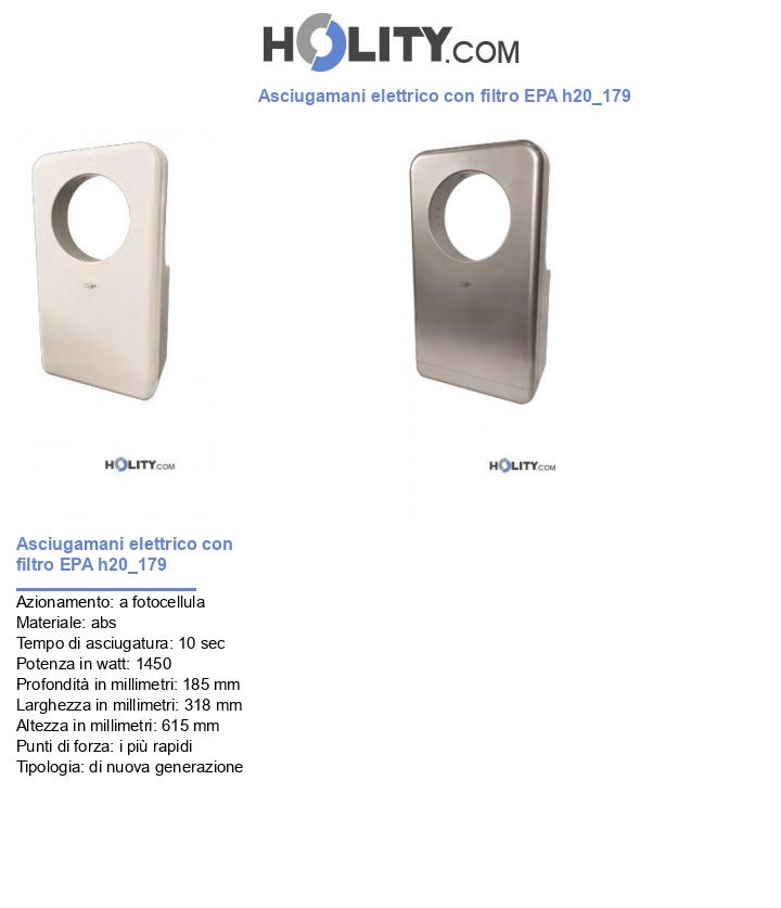 Asciugamani elettrico con filtro EPA h20_179