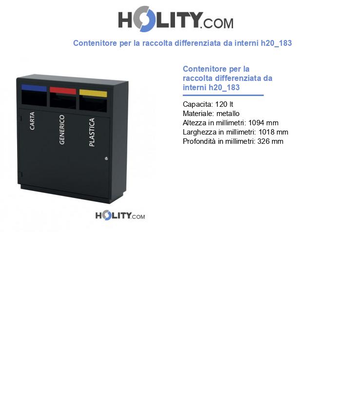 Contenitore per la raccolta differenziata da interni h20_183