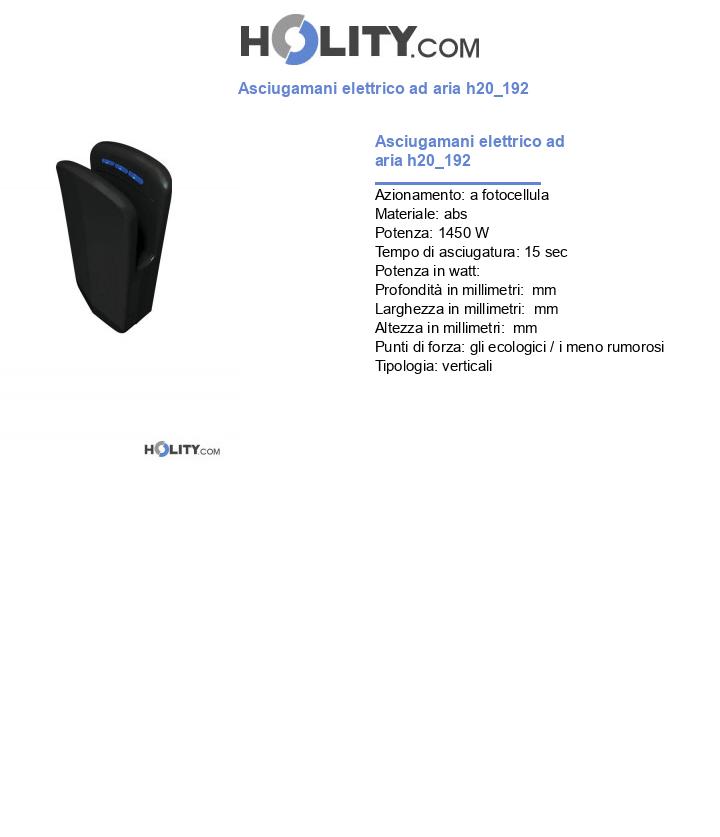 Asciugamani elettrico ad aria h20_192