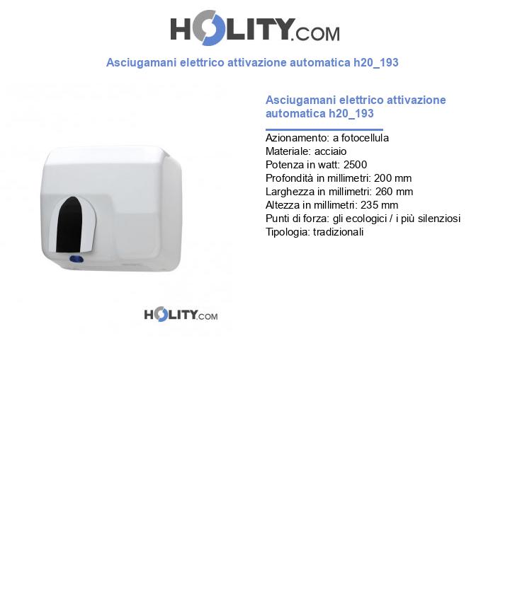 Asciugamani elettrico attivazione automatica h20_193