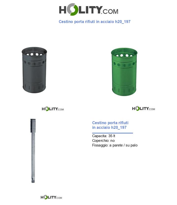Cestino porta rifiuti in acciaio h20_197