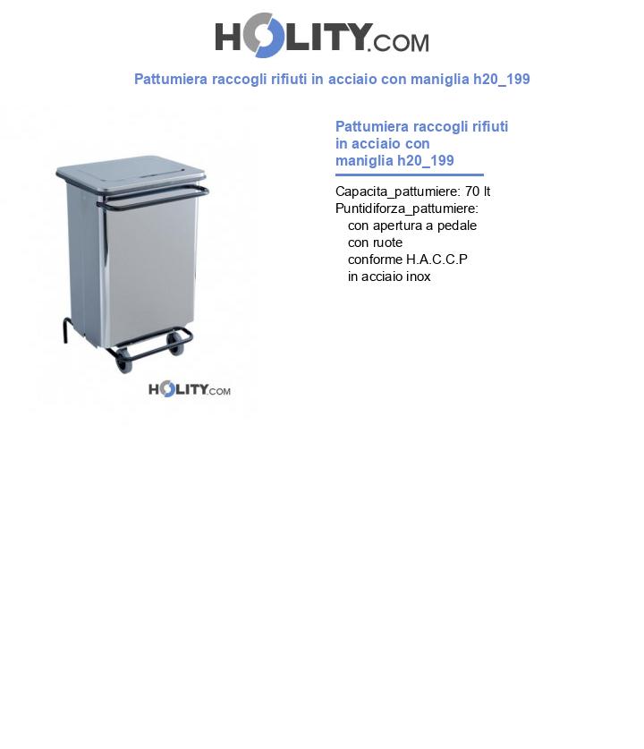 Pattumiera raccogli rifiuti in acciaio con maniglia h20_199
