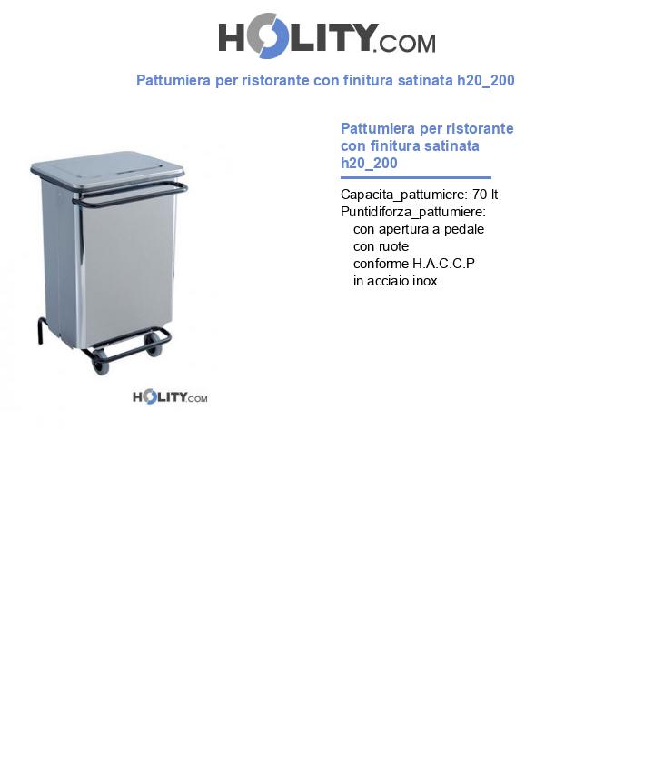 Pattumiera per ristorante con finitura satinata h20_200