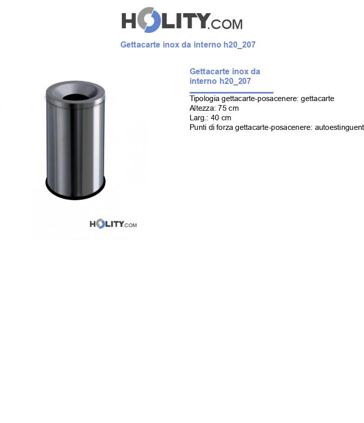 Gettacarte inox da interno h20_207
