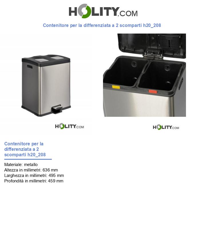 Contenitore per la differenziata a 2 scomparti h20_208