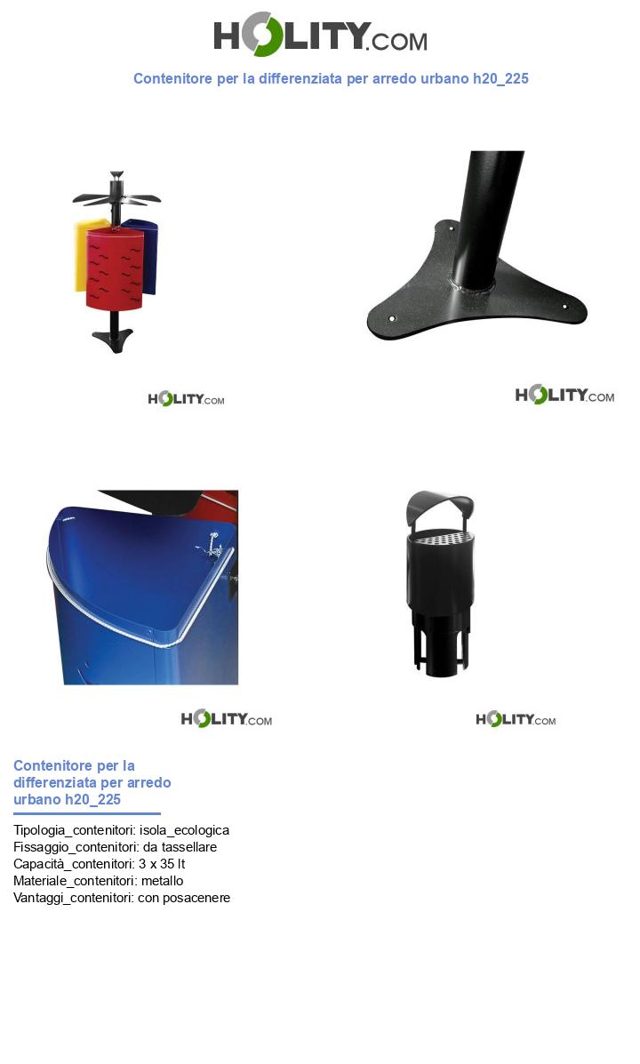 Contenitore per la differenziata per arredo urbano h20_225