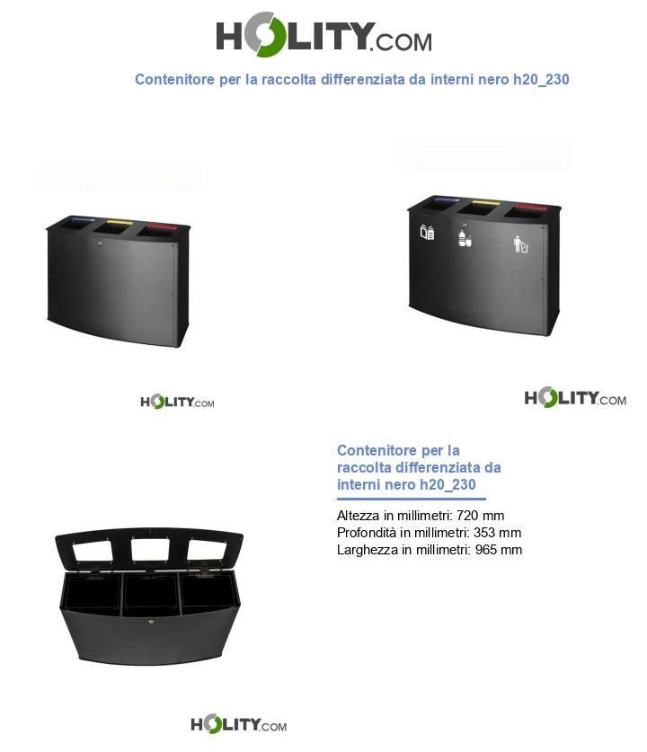 Contenitore per la raccolta differenziata da interni nero h20_230