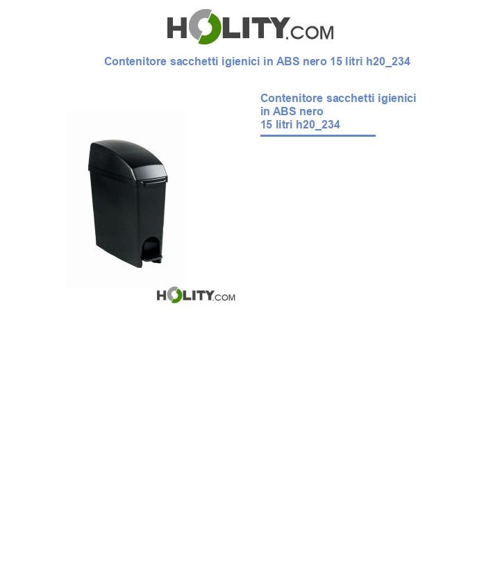 Contenitore sacchetti igienici in ABS nero 15 litri h20_234