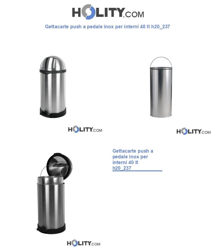 Gettacarte push a pedale inox per interni 40 lt h20_237