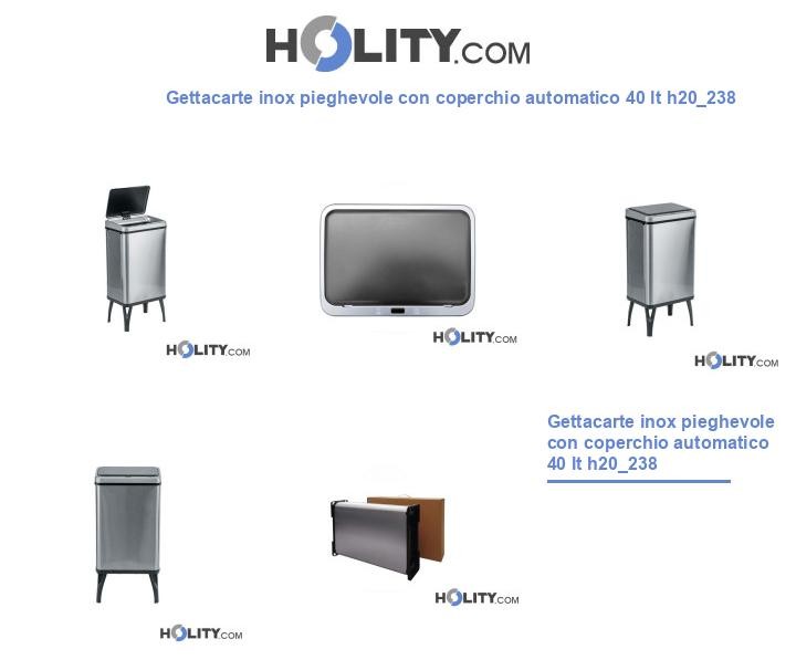 Gettacarte inox pieghevole con coperchio automatico 40 lt h20_238