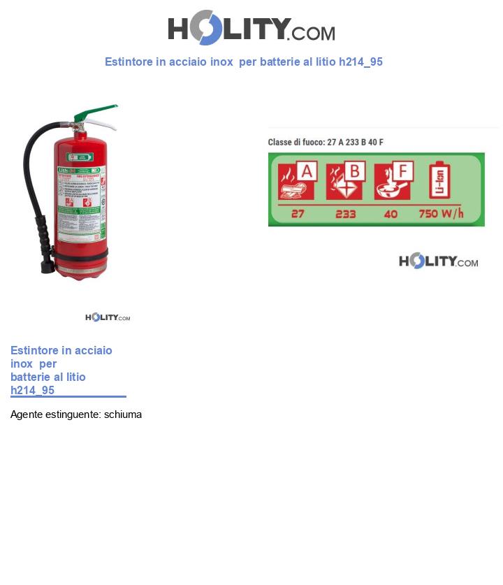 Estintore in acciaio inox per batterie al litio h214_95