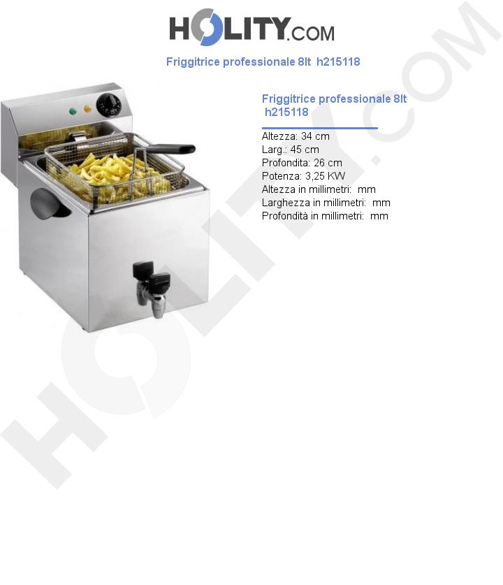 Friggitrice professionale 8lt  h215118