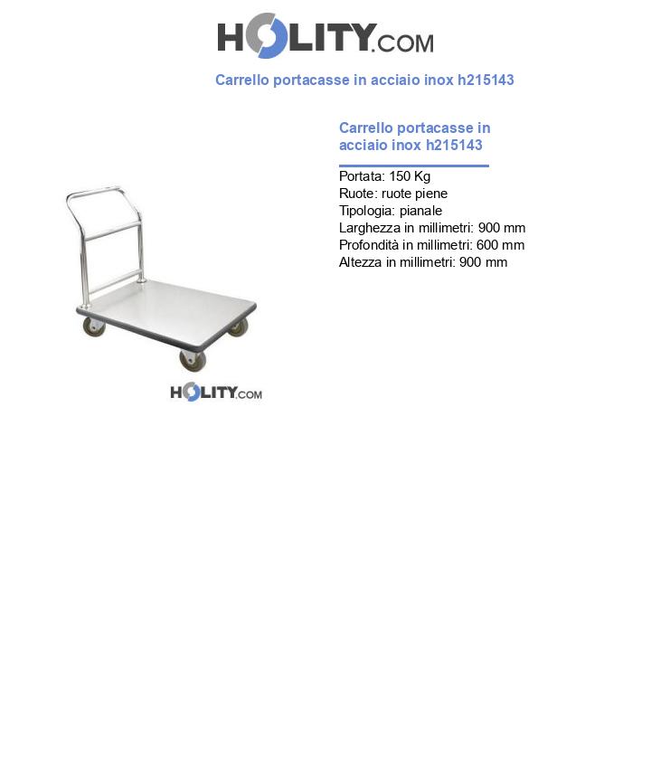 Carrello portacasse in acciaio inox h215143