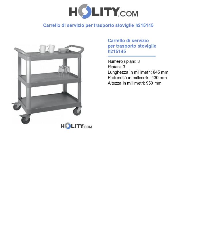 Carrello di servizio per trasporto stoviglie h215145
