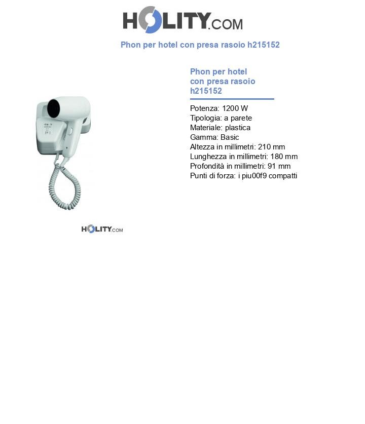 Phon per hotel con presa rasoio h215152