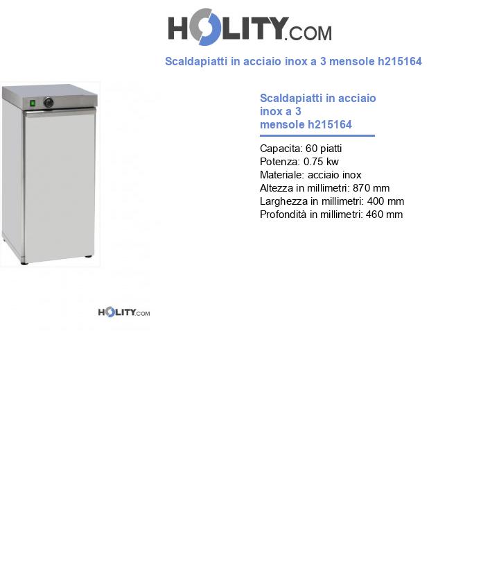 Scaldapiatti in acciaio inox a 3 mensole h215164