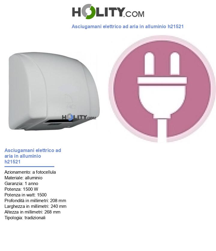 Asciugamani elettrico ad aria in alluminio h21521