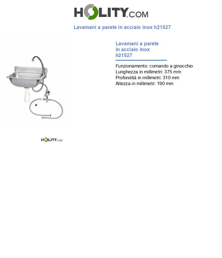 Lavamani a parete in acciaio inox h21527