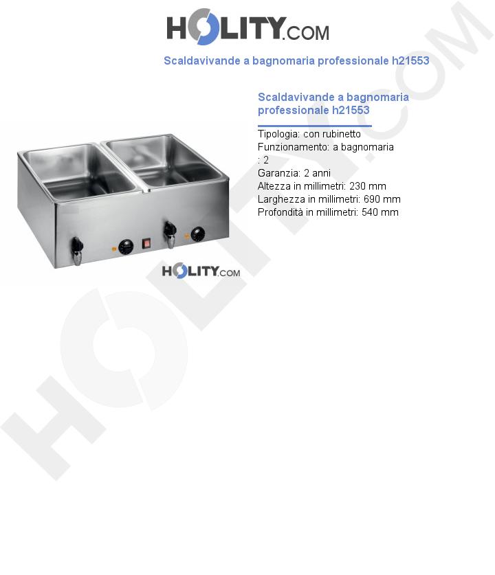 Scaldavivande a bagnomaria professionale h21553