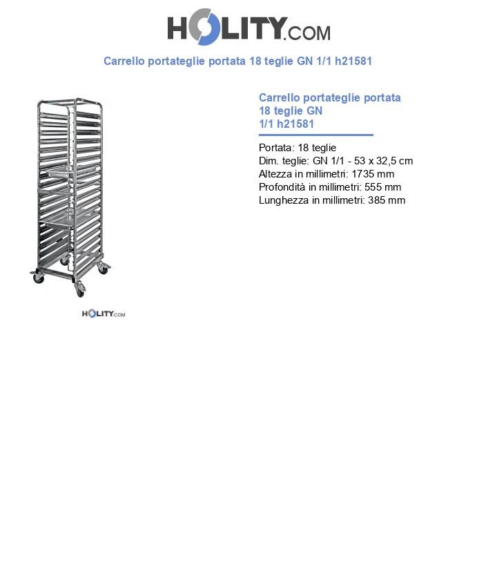 Carrello portateglie portata 18 teglie GN 1/1 h21581