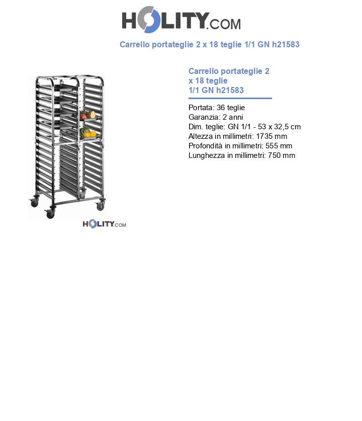Carrello portateglie 2 x 18 teglie 1/1 GN h21583