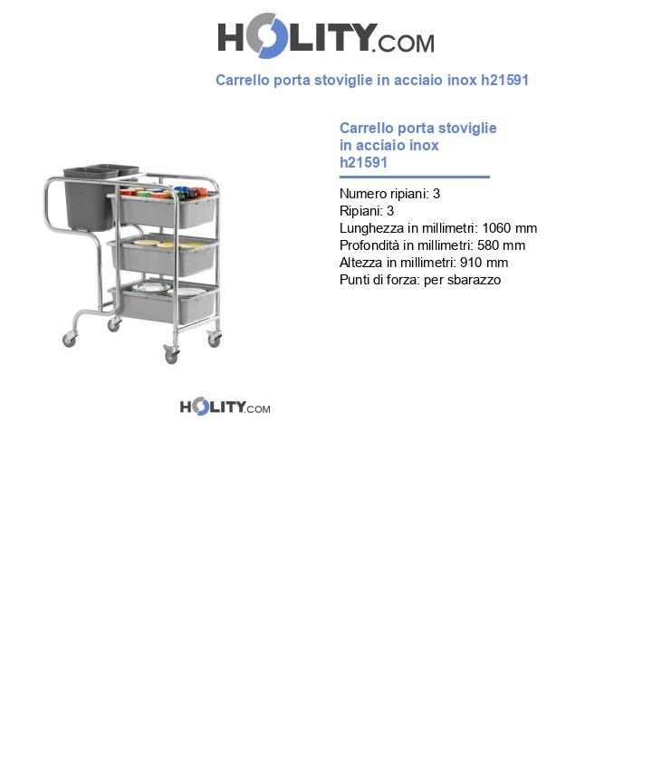 Carrello porta stoviglie in acciaio inox h21591
