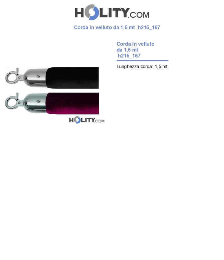 Corda in velluto da 1,5 mt  h215_167
