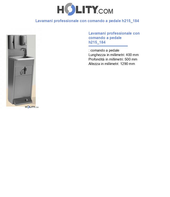 Lavamani professionale con comando a pedale h215_184