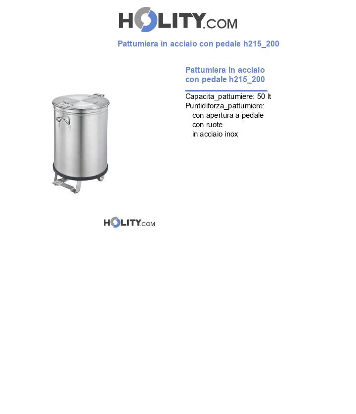 Pattumiera in acciaio con pedale h215_200