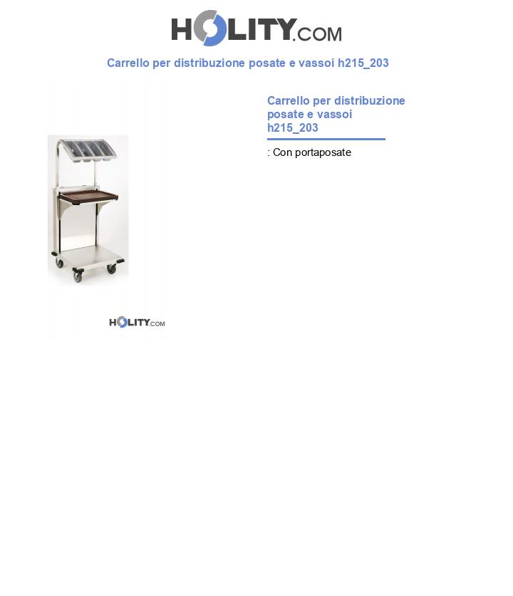 Carrello per distribuzione posate e vassoi h215_203