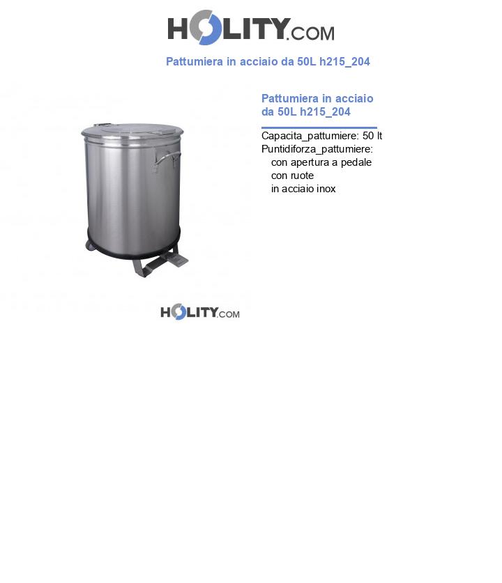 Pattumiera in acciaio da 50L h215_204