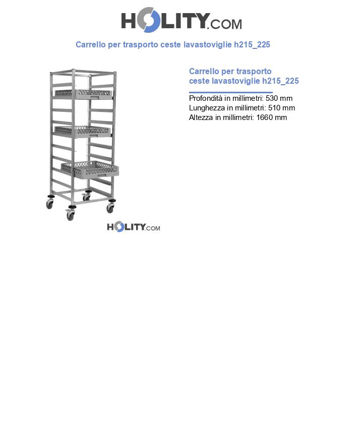 Carrello per trasporto ceste lavastoviglie h215_225