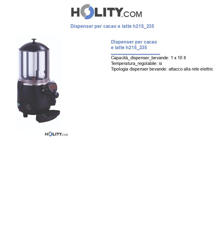 Dispenser per cacao e latte h215_235