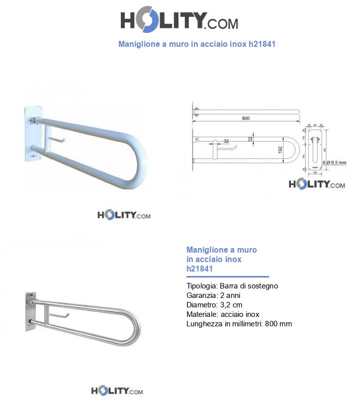 Maniglione a muro in acciaio inox h21841
