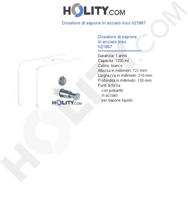 Dosatore di sapone in acciaio inox h21867