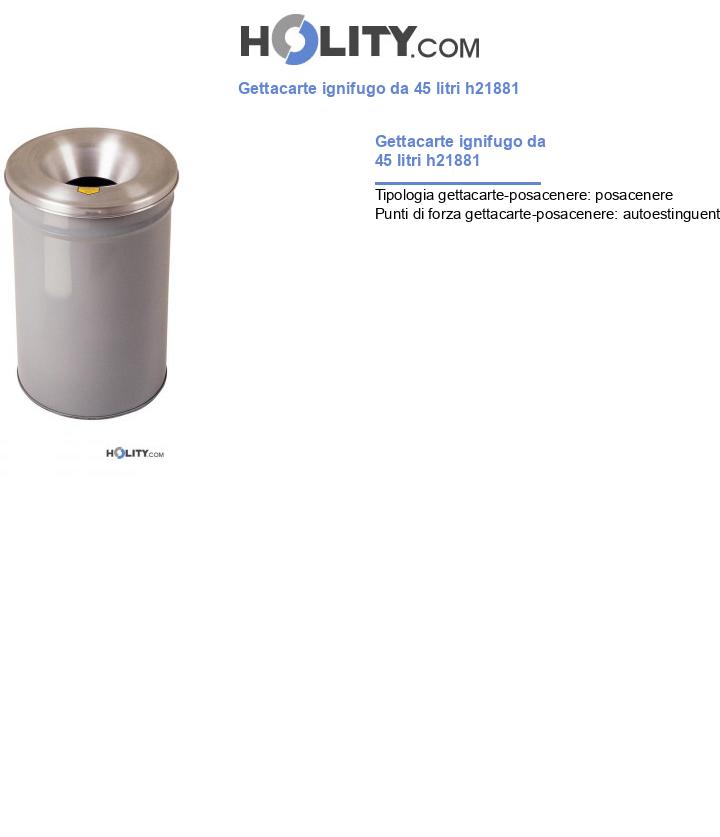 Spegnisigarette ignifugo da 45 litri h21881