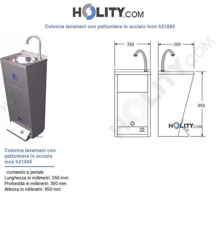 Colonna lavamani con pattumiera in acciaio inox h21885