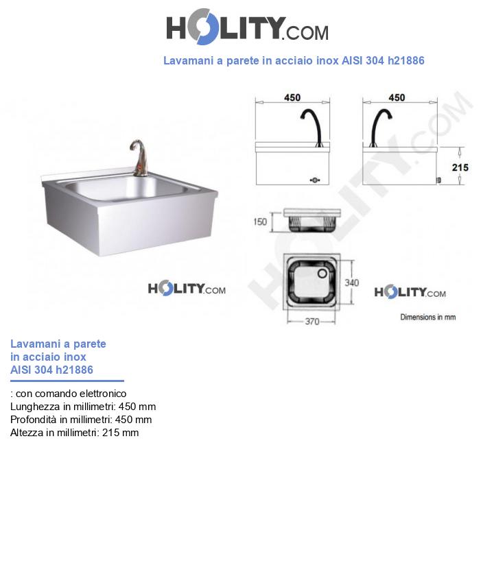 Lavamani a parete in acciaio inox AISI 304 h21886