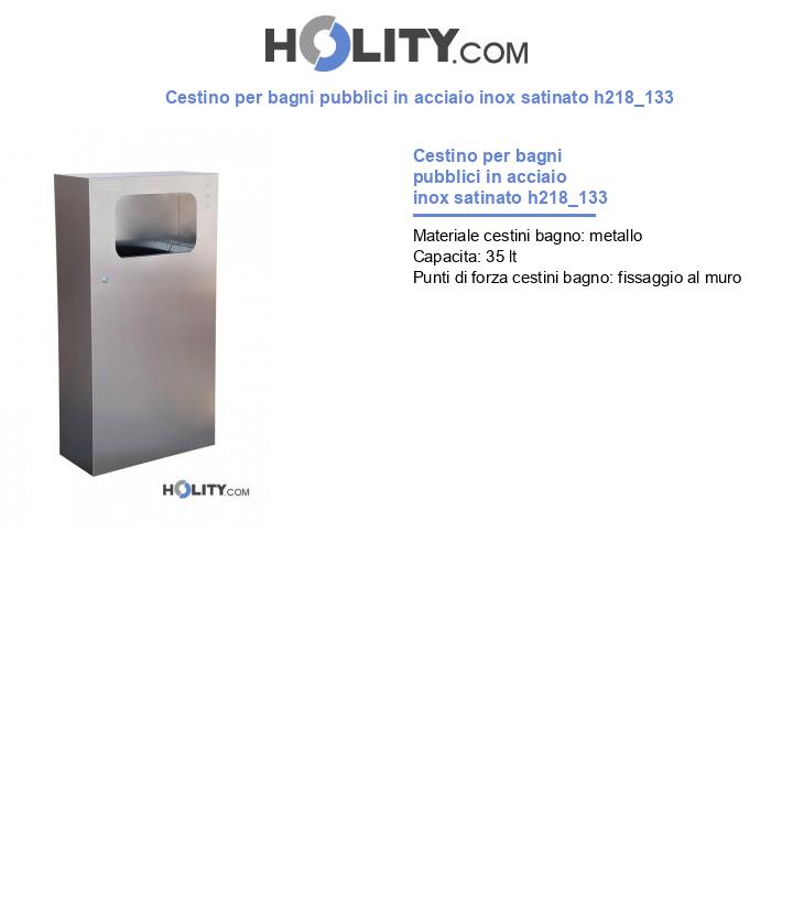 Cestino per bagni pubblici in acciaio inox satinato h218_133