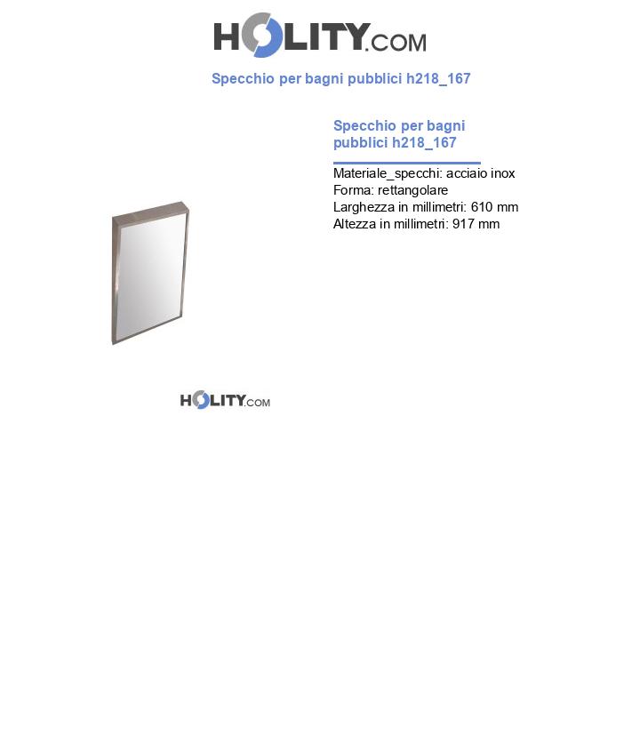 Specchio per bagni pubblici h218_167
