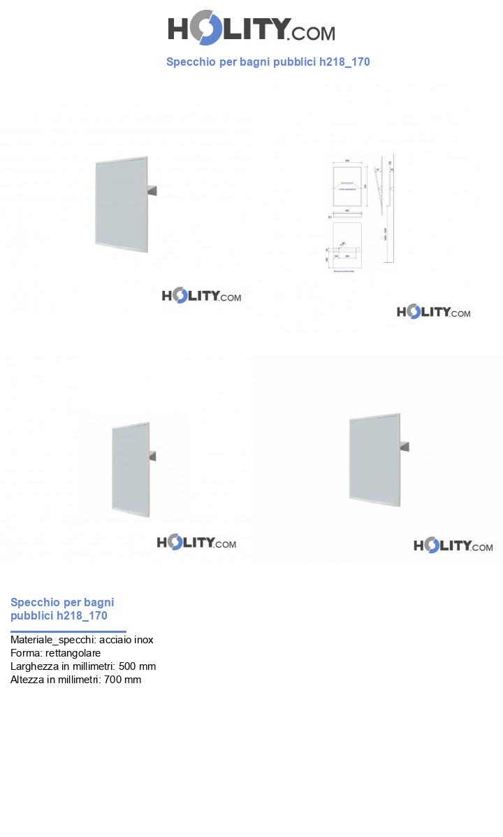 Specchio per bagni pubblici h218_170