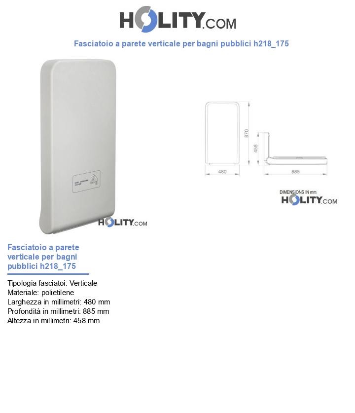 Fasciatoio a parete verticale per bagni pubblici h218_175