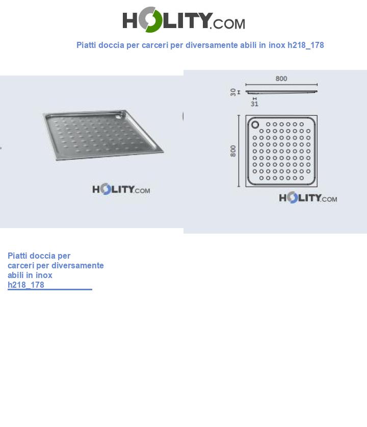 Piatti doccia per carceri per diversamente abili in inox h218_178