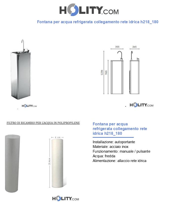Fontana per acqua refrigerata collegamento rete idrica h218_180