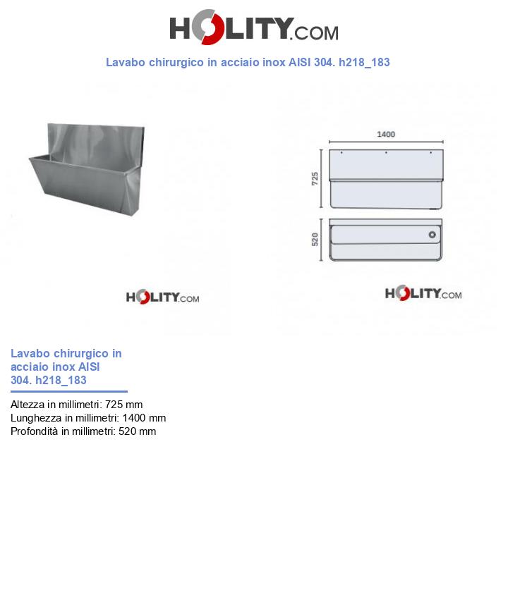 Lavabo chirurgico in acciaio inox AISI 304. h218_183