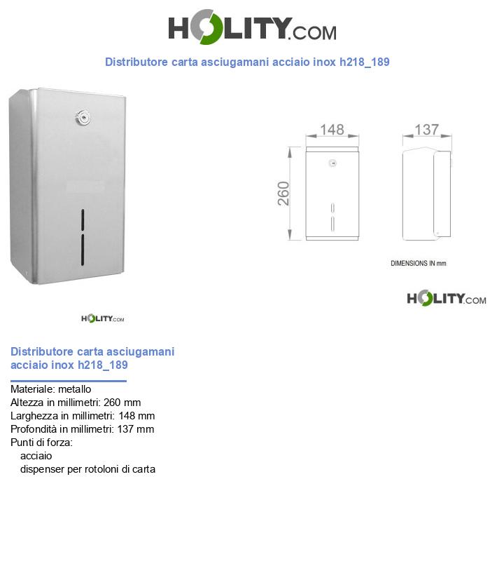 Distributore carta asciugamani acciaio inox h218_189