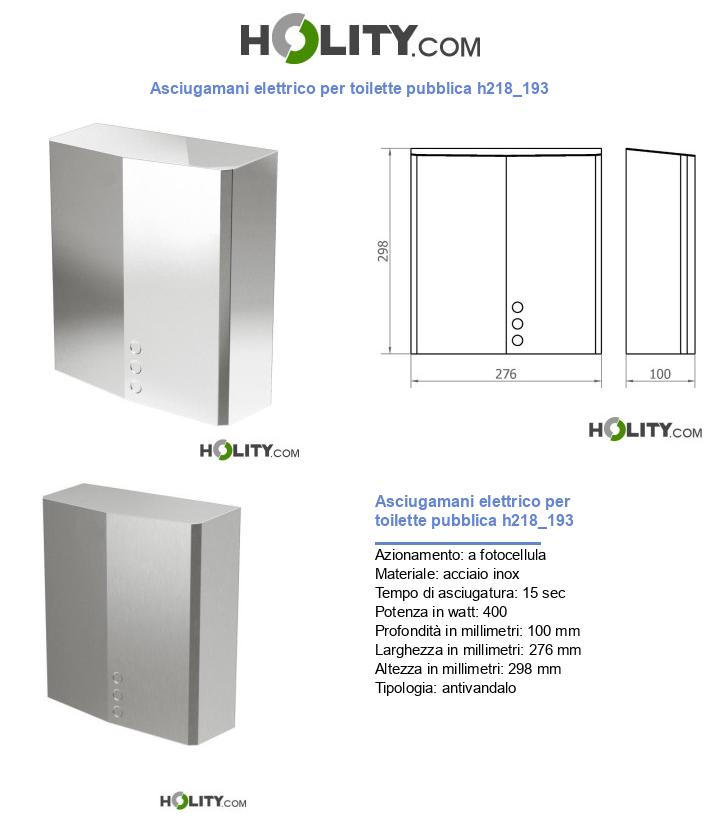Asciugamani elettrico per toilette pubblica h218_193